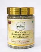 Jar of Chamomile (Lavender, Licorice) Herbal Infusion by Deshla on a white background