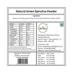 Label of Natural Green Spirulina Powder with nutritional information and Deshla branding.