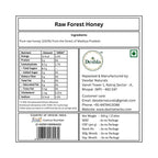 Label of Raw Forest Honey from Deshla with nutritional information and contact details.