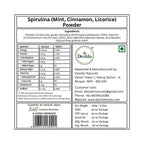 Label of Spirulina (Mint, Cinnamon, Licorice) Powder with Deshla branding
