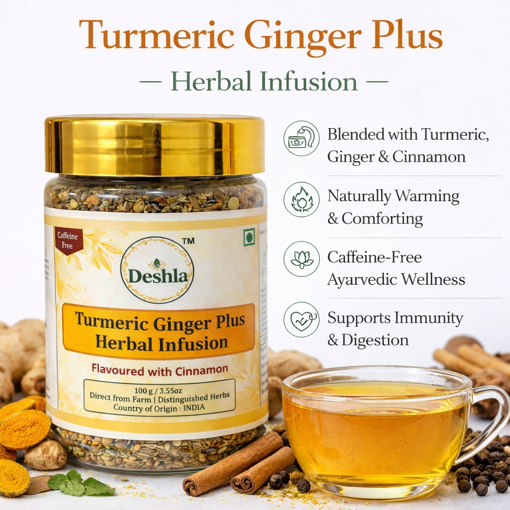 Turmeric ginger herbal tea with haldi, adrak, cinnamon, and black pepper for immunity and wellness